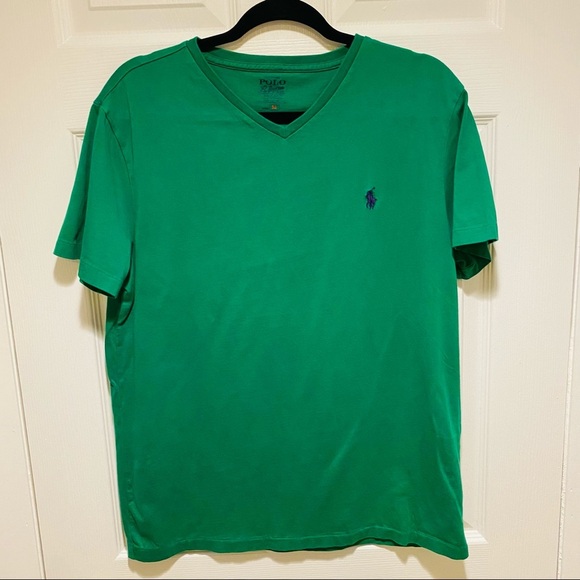 Polo Ralph Lauren Green V-neck T-shirt Size M - Picture 1 of 5